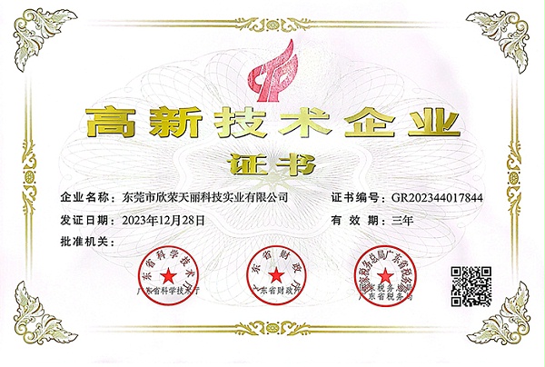 天丽-高新技术企业证书